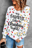 Women's Christmas Lights and Letter Round Neck Shift Casual Sweatshirt