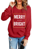 Women's MERRY and BRIGHT Glitter Graphic Red Sweatshirt