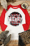 LC25118617-3-S, LC25118617-3-M, LC25118617-3-L, LC25118617-3-XL, LC25118617-3-2XL, Red Joyful Merry & Blessed Christmas Plaid Pullover Top