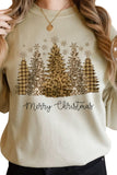 LC25313736-16-S, LC25313736-16-M, LC25313736-16-L, LC25313736-16-XL, LC25313736-16-2XL, Khaki Merry Christmas Leopard Tree Print Graphic Sweatshirt