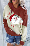 Women's Christmas Santa Claus Color Block Hooded Shift Casual Hoodie