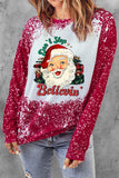 Ladies Father Christmas Don's Stop Believin' Dotted Long Sleeve Tshirt