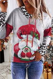 Women's Christmas Santa Claus Leopard Color Block High Neck Sheath Casual sweatshirt