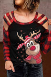Camicetta a tubino con scollo all'americana con patchwork grafico natalizio da donna