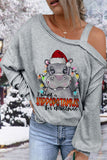 Women's I Want A Hippopotamus For Christmas Dew Shoulder Top