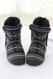 Unisex Cotton Flat Heel House Booties Winter Fuzzy Slipper Boots