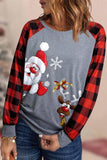 Women's Christmas Plaid Round Neck Santa Claus Elk Casual Sweatshirts