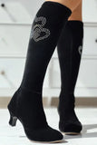 Black Middle Sqaure Heeled Soft Sole Dance Boots
