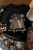 White Christmas Tree Graphic Print Crew Neck T Shirt