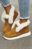 Solid Thick Fur Round Toe Flat Heel Cotton Shoes