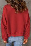 Red Heart Embroidery Button Up Sweatshirt