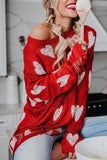 Maglione con maniche strappate in maglia sottile a cuore rosso