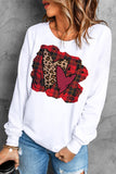 Plaid Heart Print Colorblock Pullover Sweatshirt