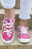 Valentine's Print Flat Shallow Mouth Canvas Shoes