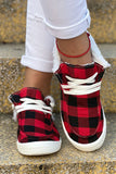 Christmas Black and Red Plaid Print Round Toe Cotton Shoes