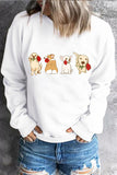 White Valentine's Dog Print Drop Shoulder Sweatshirt