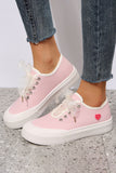 Pink Valentine's Print Lace Up Slip-on Canvas Shoes