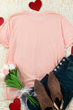 LC25219385-10-S, LC25219385-10-M, LC25219385-10-L, LC25219385-10-XL, LC25219385-10-2XL, Pink All YOU NEED IS LOVE Heart Glitter Graphic T-shirt