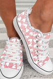 Women's Pink Heart Print Flat Canvas Shoes