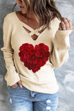 Valentine's Rose Graphic Criss-cross Pullover Sweater