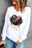 US Flag 3D Heart Print Valentines Sweatshirt