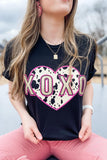 XOXO Valentines Day Heart Leopard Print Pattern Round Neck Women t-shirt