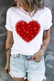 White Scattered Sparkling Heart Print Valentine's T-shirt