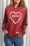 XOXO Heart Print Valentines Pullover Sweatshirt