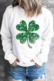 White Clover Graphic Casual Long Sleeve Pullover Sweatshirt