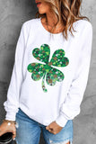 White Clover Graphic Casual Long Sleeve Pullover Sweatshirt