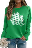 LC25314333-9-S, LC25314333-9-M, LC25314333-9-L, LC25314333-9-XL, Green Lucky Clover Graphic St Patricks Pullover Sweatshirt