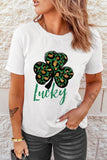 LC25219747-1-S, LC25219747-1-M, LC25219747-1-L, LC25219747-1-XL, LC25219747-1-2XL, White St. Patrick Lucky Clover Graphic Tee