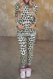 Cheetach Print Long Sleeve Loungewear With Hood