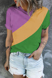 LC25219816-22-S, LC25219816-22-M, LC25219816-22-L, LC25219816-22-XL, Multicolor Color Block Short Sleeve T Shirt