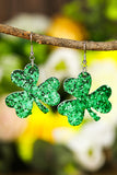 BH012472-9, Green St. Patricks Day Sequin Clover Earrings