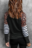 LC25220025-2-S, LC25220025-2-M, LC25220025-2-L, LC25220025-2-XL, Black Easter Bunny Leopard Striped Long Sleeve Top