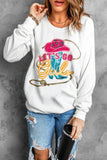 Lets Go Cowgirls Graphic Print Pullover Sweatshirt
