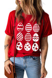 Red Multiple Easter Eggs Print Short Sleeve Tee
