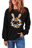 Black Happy Easter Chic Bubble Graphic Print Sweatshirt