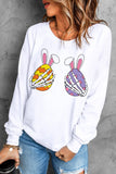 White Bunny Eggs Graphic Casual Long Sleeve Top