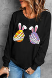 Black Bunny Eggs Graphic Casual Long Sleeve Top
