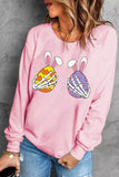 Pink Bunny Eggs Graphic Casual Long Sleeve Top