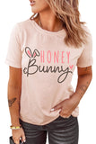 Pink Honey Bunny Graphic Relaxed Rolled Sleeve T-shirt