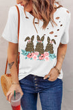 Leopard Easter Rabbit Floral Print Ripped T-shirt