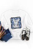 White Easter Cute Bunny Color Block Long Sleeve T-shirt