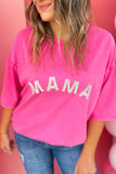 Rose Mother's Day Rhinestone MAMA Graphic Half Sleeve T Shirt