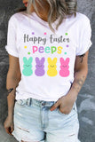 White HAPPY EASTER PEEPS Cute Bunny Graphic Short Sleeve Tee