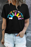 Women's Multi-color Bunny Print Shirt Sleeve T-shirt