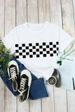 Plaid Colorblock Rolled Short Sleeve T-shirt