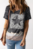 Star Hollowed Colorblock Bleached Graphic Tee